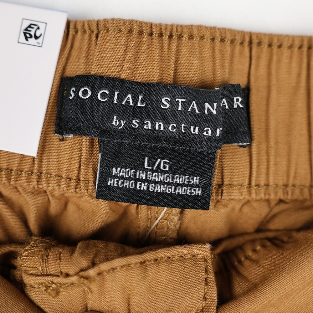 Social Standard Scout Poplin Surplus Pants Womens Large Caramel Cargo Drawcord - Picture 11 of 15
